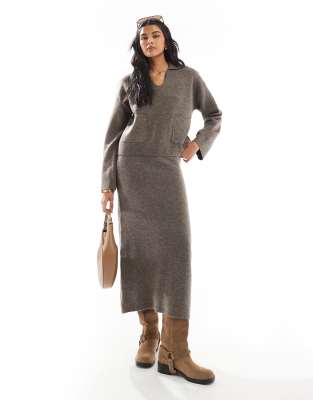 Shop Pieces Open Polo Neck Sweater In Neutral