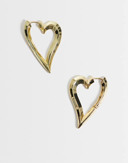 Pieces - Orecchini a cerchio color oro a forma di cuore