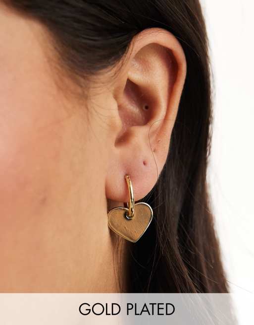 Pieces - Orecchini a cerchio color oro con cuori