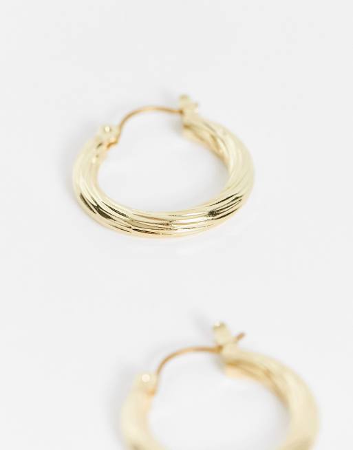 Pieces - Orecchini a cerchio medi vintage placcati oro 18k, 4 di 4