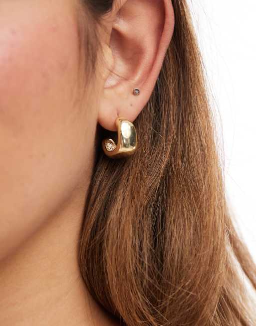 Pieces - Orecchini a cerchio spessi color oro