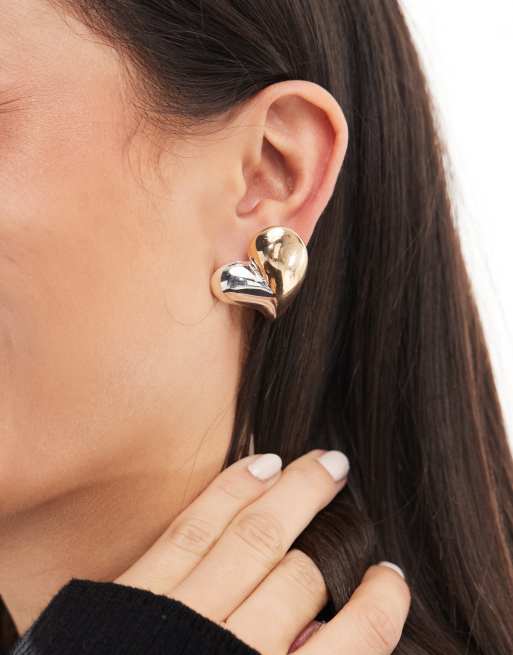 Pieces - Orecchini bicolori color oro e argento