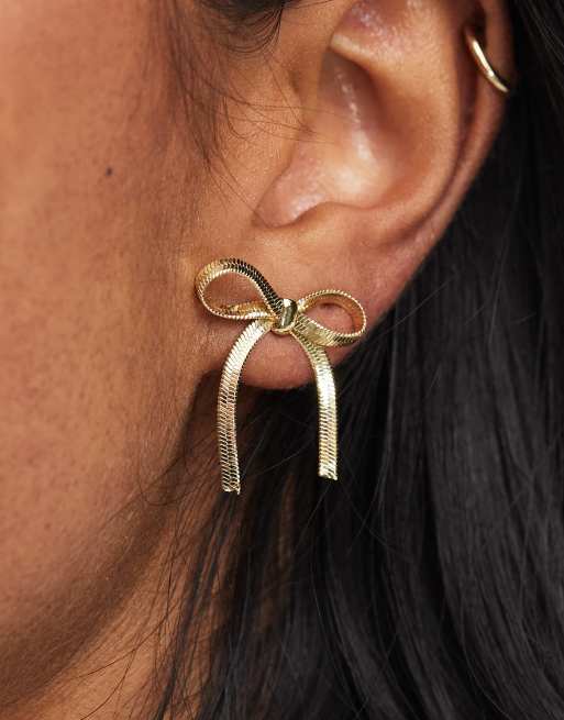 Pieces - Orecchini color oro con fiocco