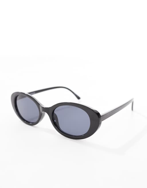 Pieces oval framed sunglasses with black tint lense in black, 3 of 3