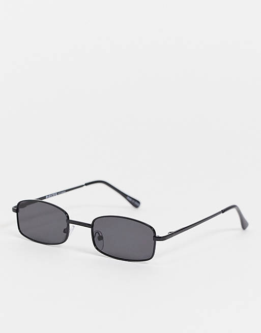 Pieces – Ovale, kleine Sonnenbrille in Schwarz im Stil der 90er