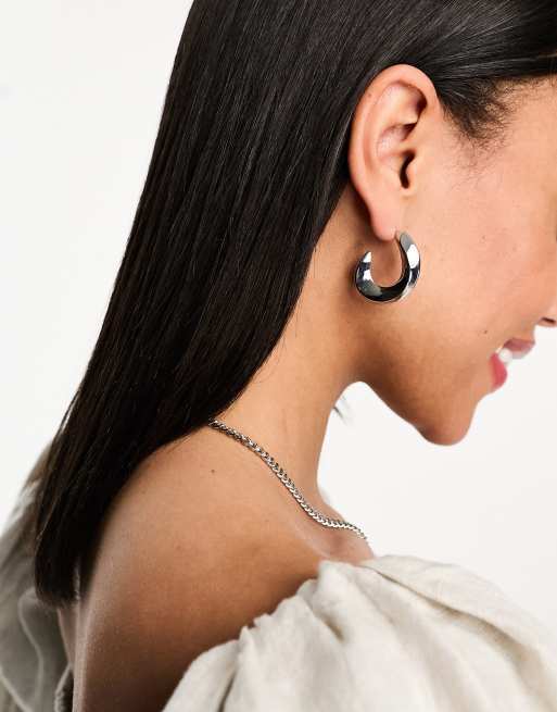 Pieces - Ovale oorringen in zilver
