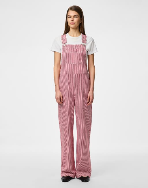 Pieces - Overalls med røde striber