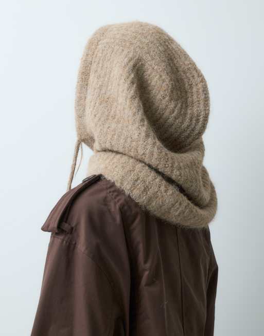 Pieces oversize balaklava-halsvärmare i beige melerad, 4 av 5