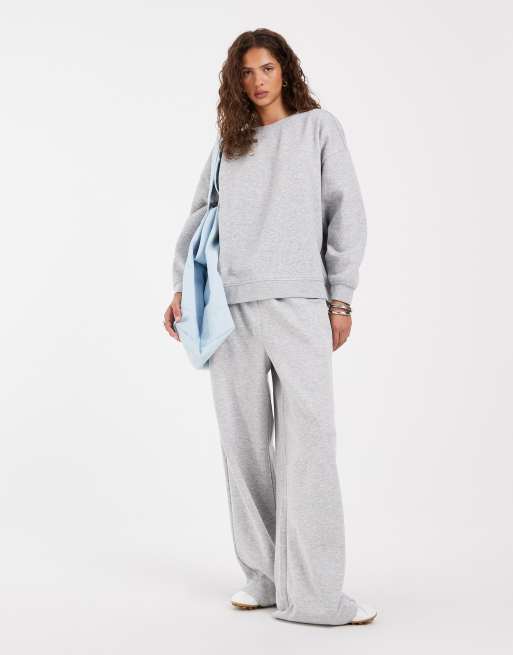Pieces – Oversize-Sweatshirt in Hellgrau meliert, Kombiteil, 3 von 4