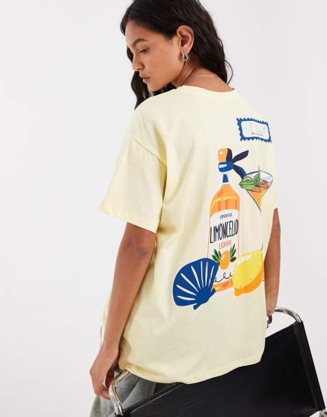 Pieces – Oversize-T-Shirt in Pastellgelb mit „Limoncello“-Grafik - view 1