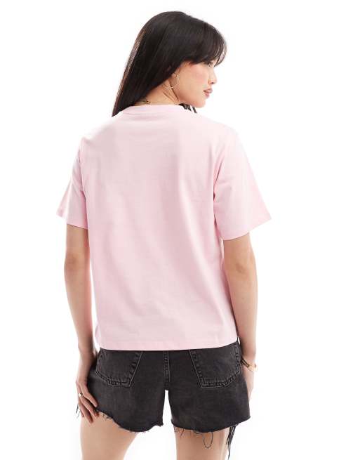 Pieces – Oversize-T-Shirt in Rosa mit „Strawberry“-Print aus Filzstoff, 4 von 4
