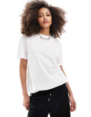 Pieces - Oversize-T-Shirt in Weiß