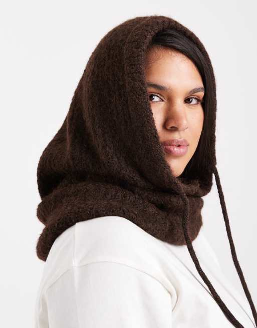 PIECES oversized balaclava snood in chocolate brown | ASOS