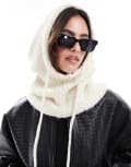 [Pieces] Pieces oversized balaclava snood in cream melange-White One Size CREAM