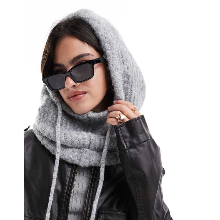 Pieces oversized balaclava snood in light gray melange | ASOS