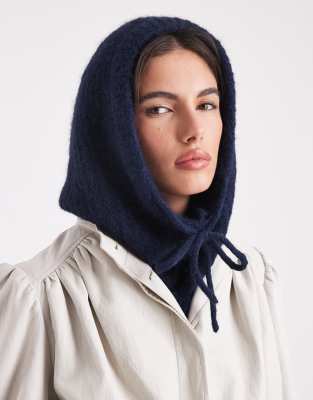 Pieces Oversized Balaclava Snood In Blue