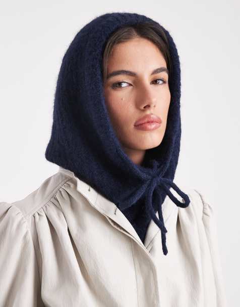 Pieces oversized balaclava snood in maritime blue - view 1