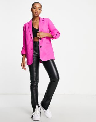 Pieces oversized blazer in bright pink