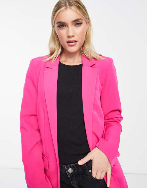 Pieces oversized blazer in bright pink