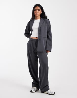 Pieces Oversized Blazer In Gray