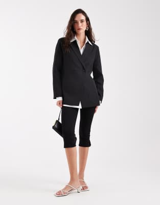 Pieces Oversized Double Breasted Blazer In Black