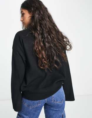 oversized black high neck jumper