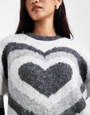 Pieces Oversized Love Heart Print Sweater In White