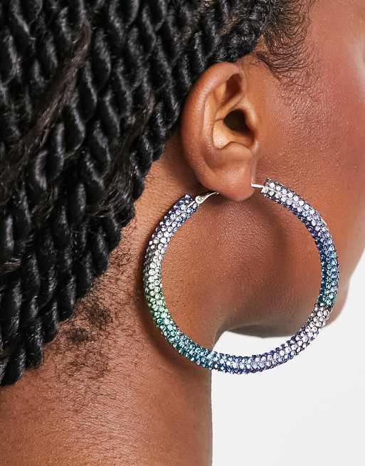 Oversized rhinestone deals hoop earrings