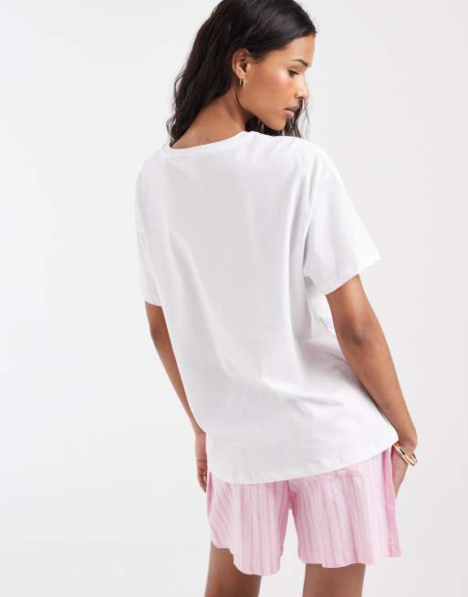 Pieces oversized seaside graphic t-shirt in white, 3 of 4