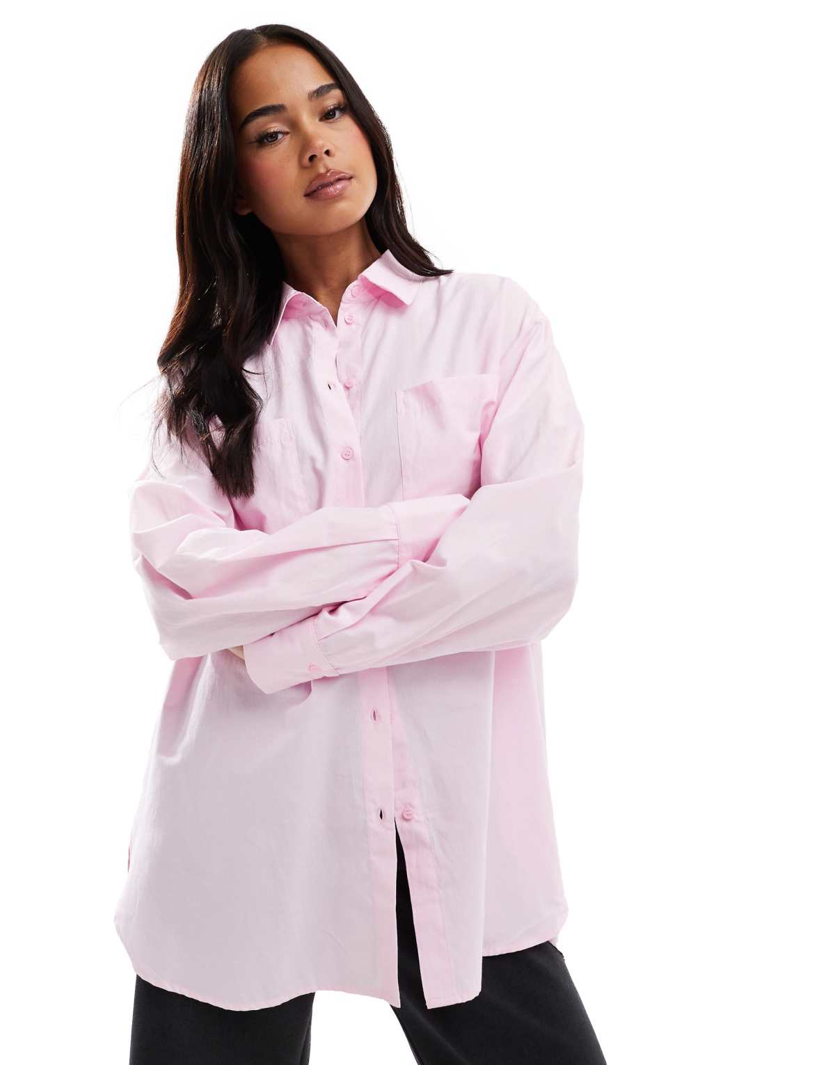 Pieces oversized shirt in roseate pink
