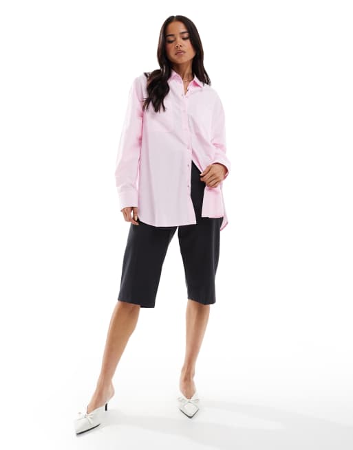 Pieces oversized shirt in roseate pink