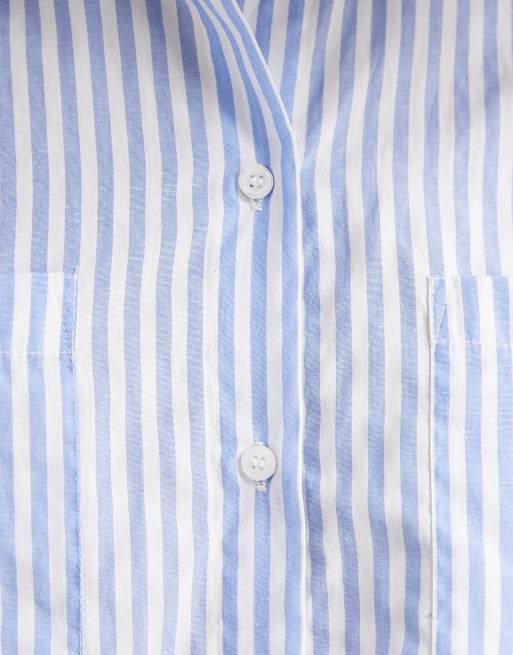 Pieces oversized shirt in white and blue stripe, 4 of 4
