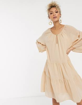 beige smock dress