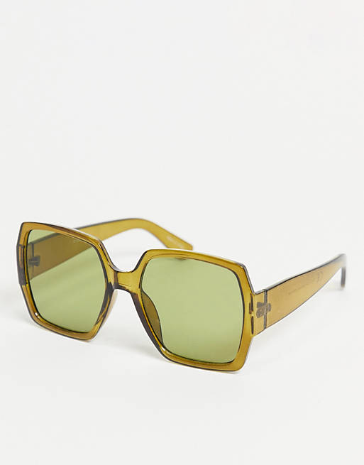 Pieces oversized square sunglasses in brown