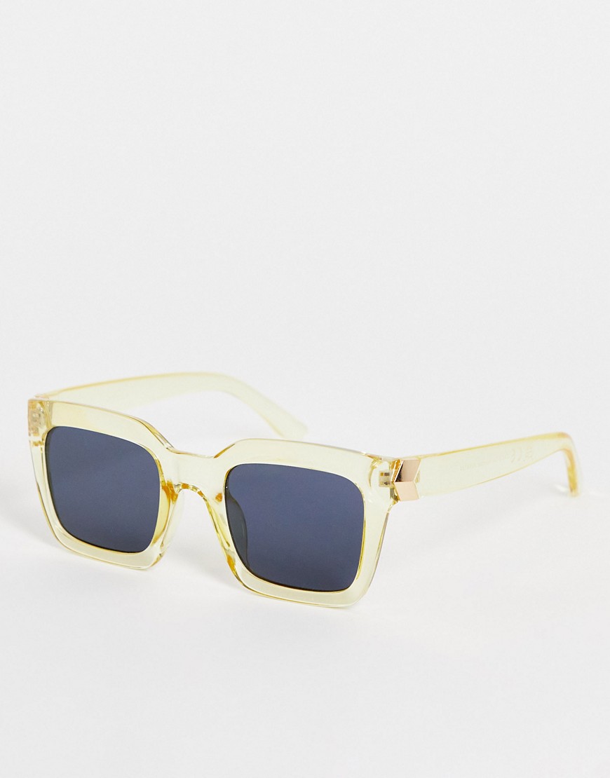 Pieces oversized square sunglasses in yellow