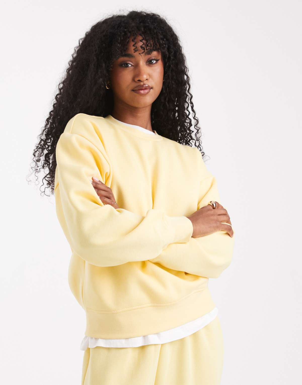 Pieces oversized sweatshirt co-ord in pale yellow
