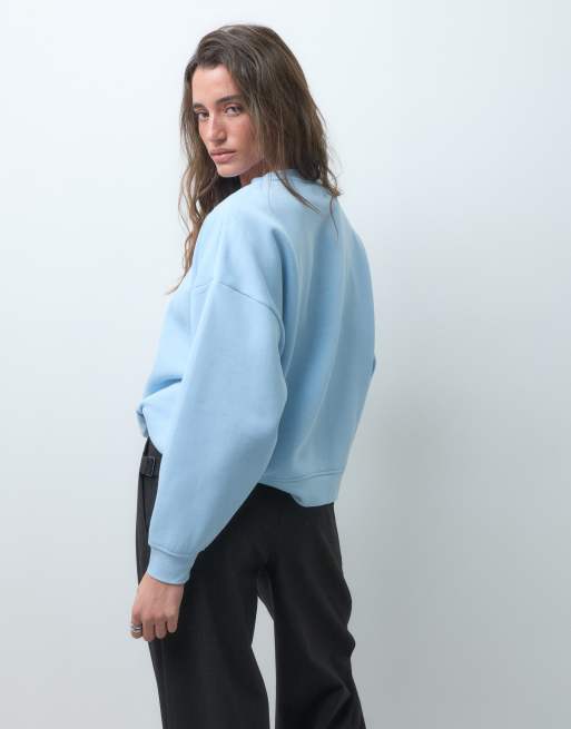 Pieces oversized sweatshirt i lyseblå, 2 af 4