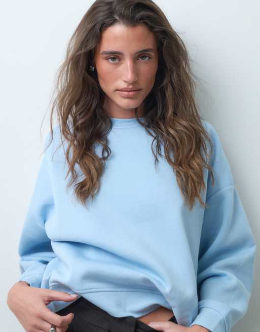 Pieces oversized sweatshirt in light blue, 4 of 4