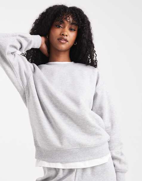 Pieces oversized sweatshirt in light grey melange (part of a set) - view 1
