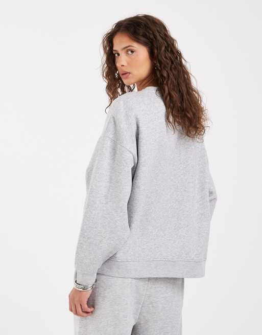 Pieces oversized sweatshirt in light grey melange (part of a set), 4 of 4
