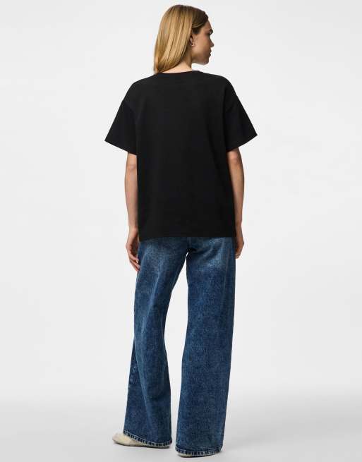 Pieces Oversized t-shirt in black, 2 of 6