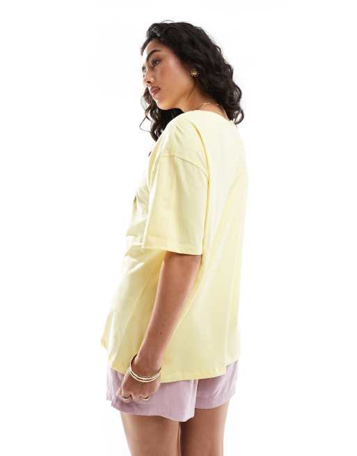 Pieces oversized t-shirt with fresh squeeze graphic in yellow, 3 of 4