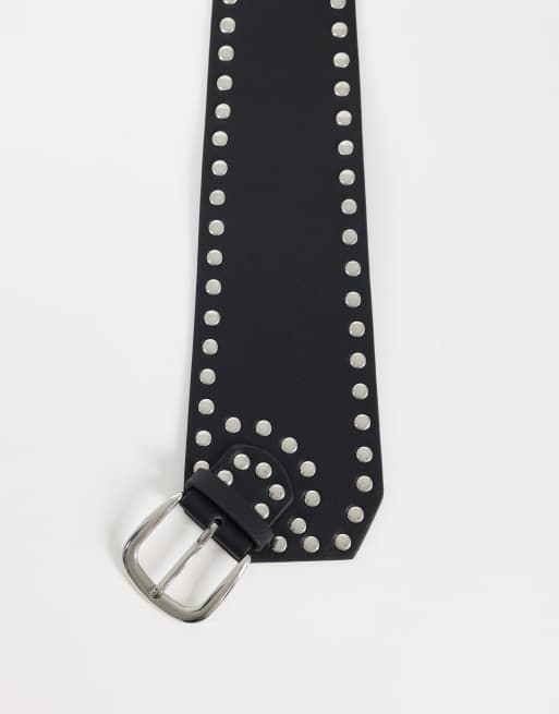 Pieces - Oversized tailleriem met studs in zwart, 3 van 3