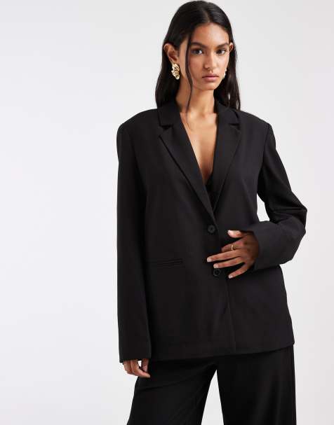Pieces oversized tailored blazer co-ord in black - view 1