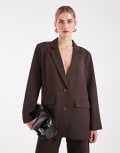 [Pieces] Pieces oversized tailored blazer in chocolate brown (part of a set) M Hot fudge
