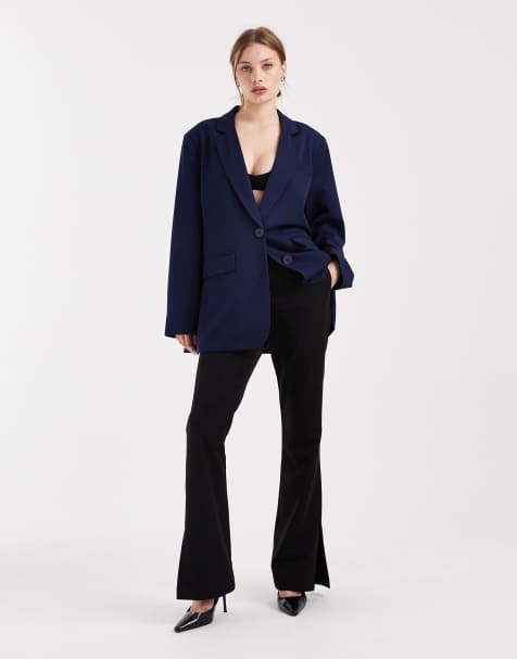 Pieces oversized tailored blazer in navy