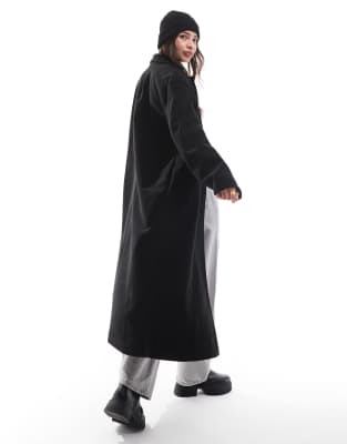 Shop Pieces Oversized Tailored Maxi Coat In Black