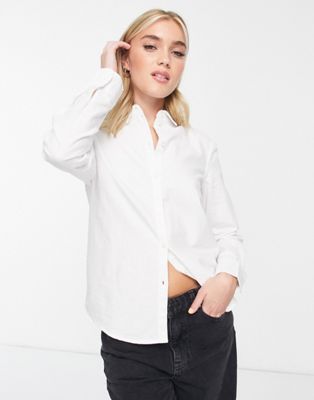 Pieces cotton shirt in white
