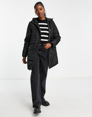 Pieces padded parka in black - ASOS Price Checker
