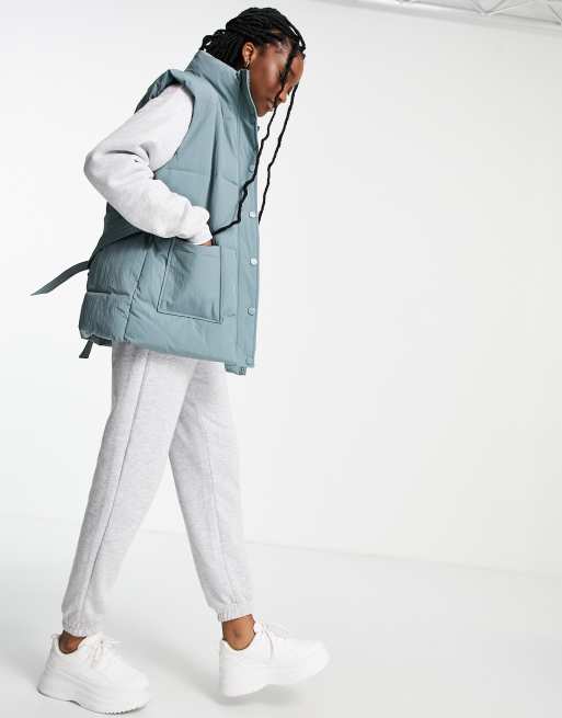 Pieces padded vest in dusty blue ASOS